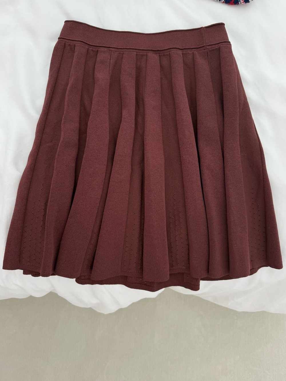 Sandro Pleated Skater Skirt - Burgundy